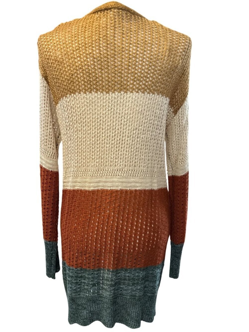 Linda Anderson Open Knit Color Block Cardigan~Size M~Multicolor Sweater L13 32 - Picture 4 of 9